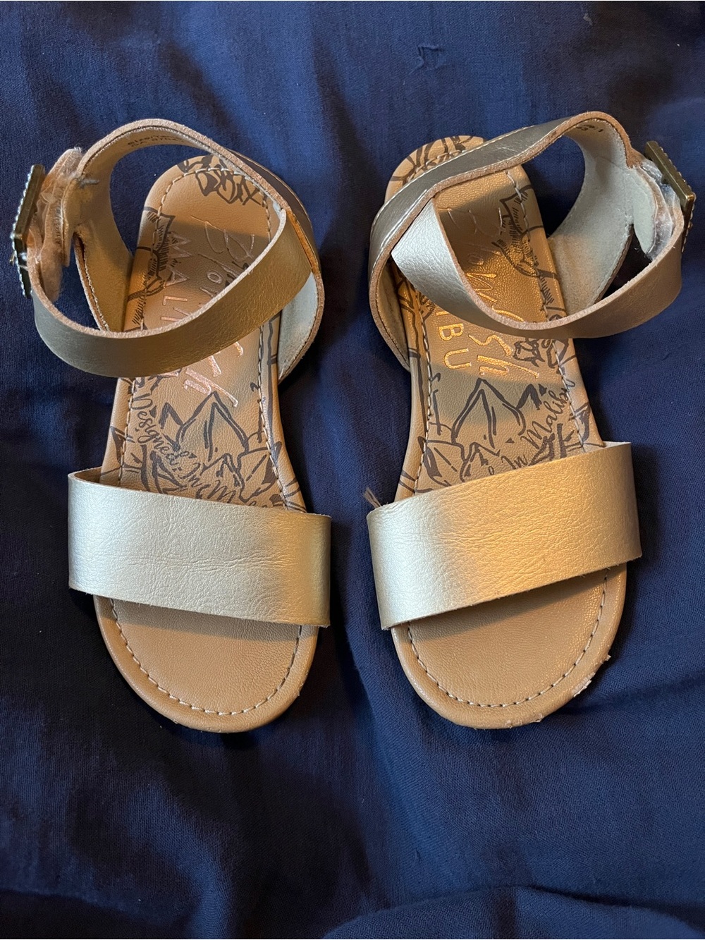 Blowfish Malibu Girls Metallic Tan Ankle-Strap Sandals Size 1 Girl